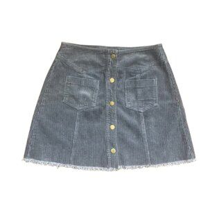 Mittoshop Women's Corduroy Snap Button Up Mini Skirt Medium